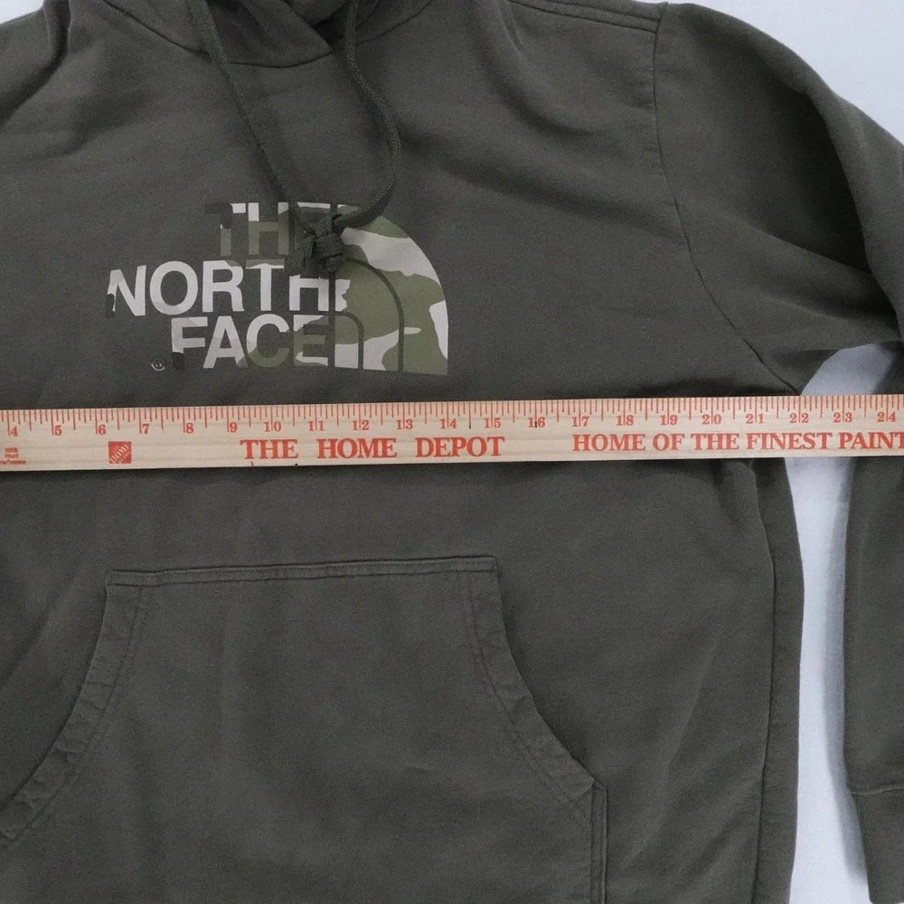 The North Face Hoodie Mens Large Green Half Dome Logo Camo Pullover Outdoor